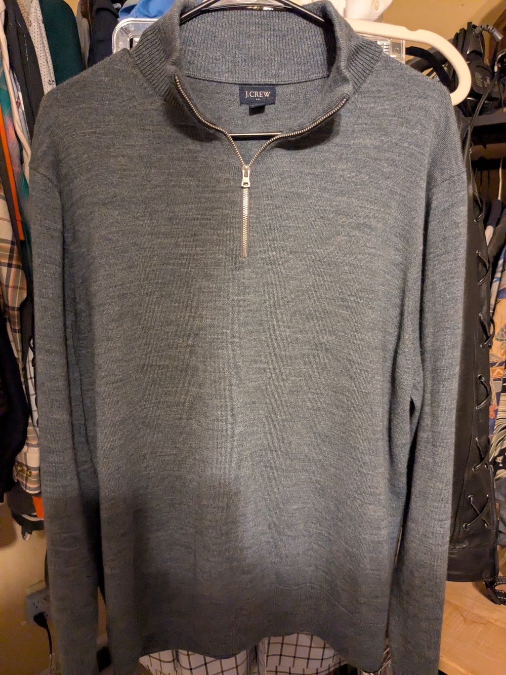 J. Crew Men's XL Merino/Acrylic Blend Quarter-Zip in Heather Slate